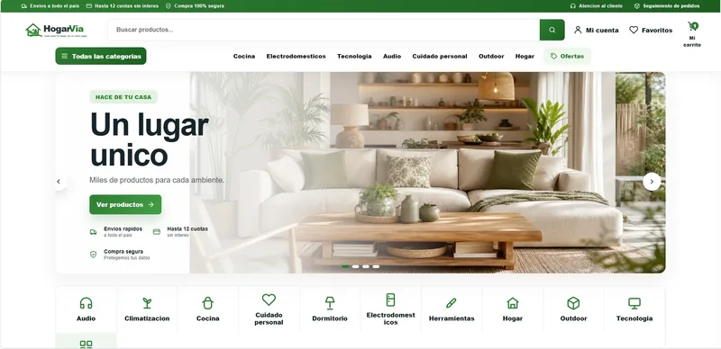 Captura del proyecto HogarVía: una tienda online con catálogo y recorrido de compra claro. desarrollado por WebStoreAR