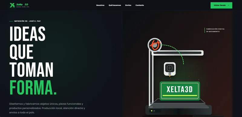 Captura del proyecto Xelta3D: una landing para explicar servicios y llevar a cotización. desarrollado por WebStoreAR
